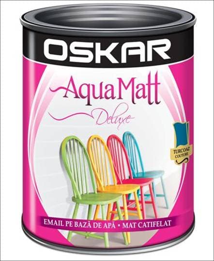OSKAR Aqua Matt Email, 0.6L Cafeniu distins, baza apa