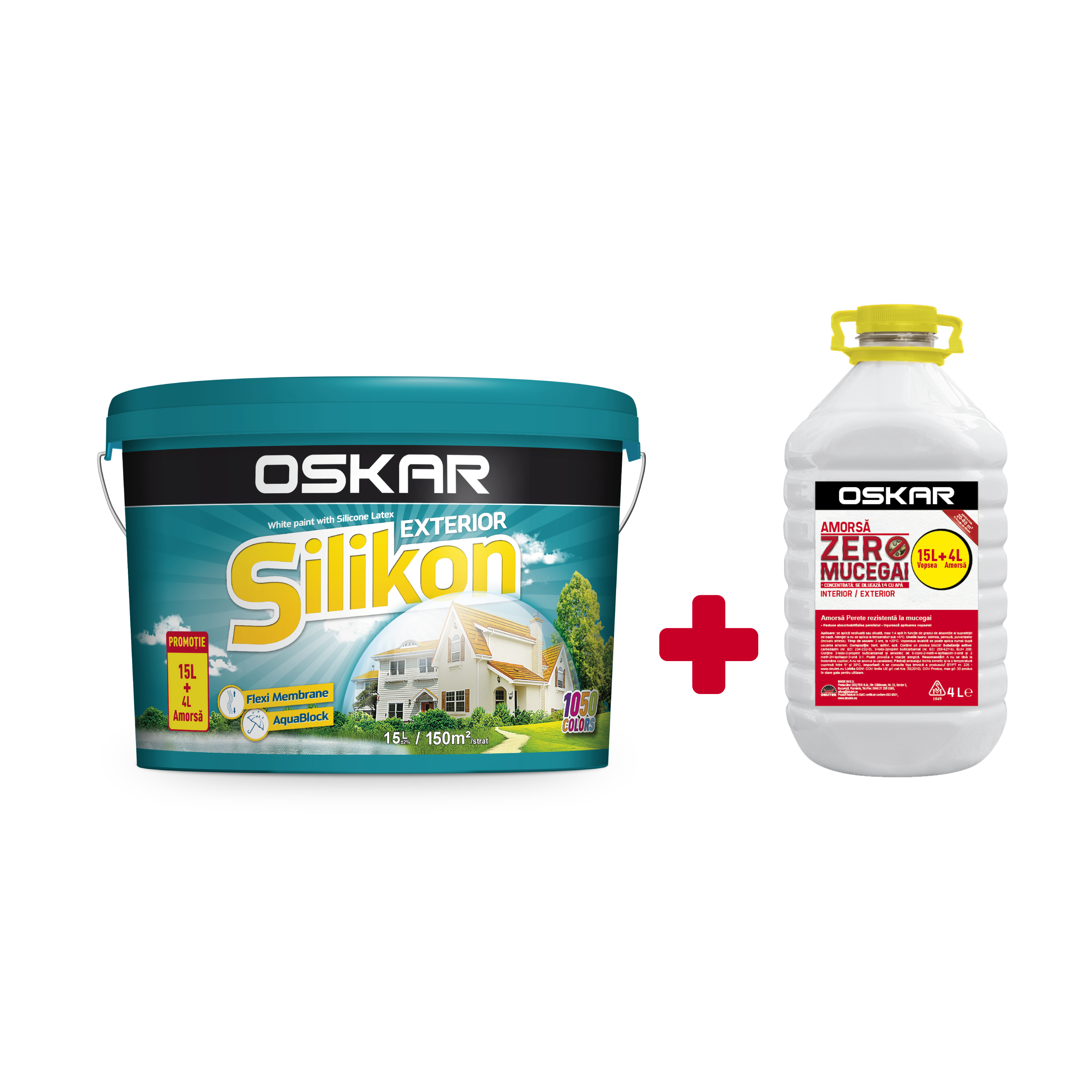 OSKAR Silikon EXT, 15L, alba + 4L AZM ( PROMO),vopsea lavabila cu latex siliconat$