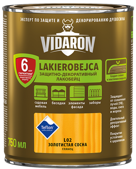 Lac VIDARON L06 lemn rosu american, 2,5L, lac-bait pt. lemn