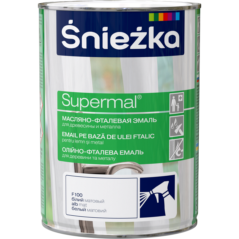 Supermal, 0,8 L, ALB MAT, vopsea email F100$