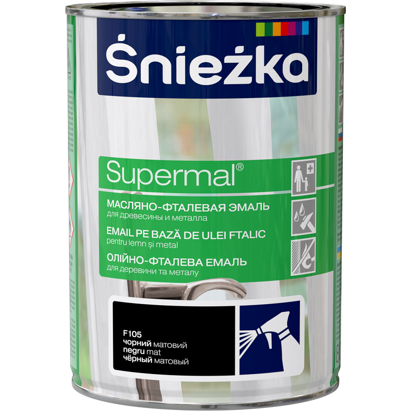 Supermal, 0,8 L, NEGRU MAT, vopsea email F105