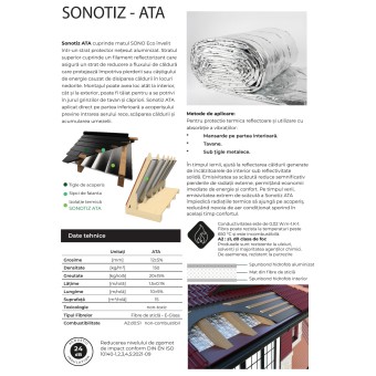 Fonoizolare  SONOTIZ- AT - 15 m2 (1.5x10m, pardosea, pereti, tavan)