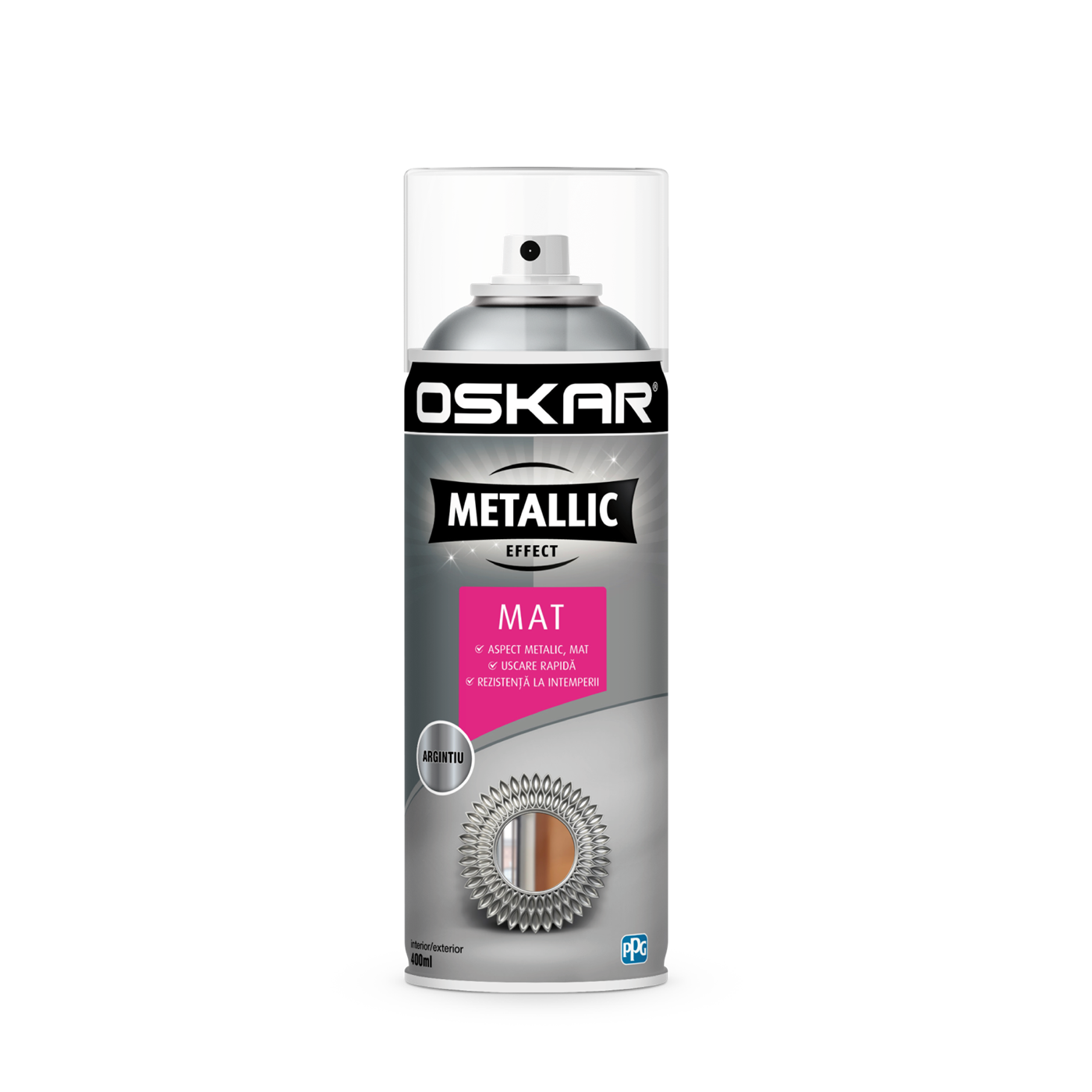 OSKAR Spray MET. MAT, ARGINTIU, 400ml. (4590) (6b)